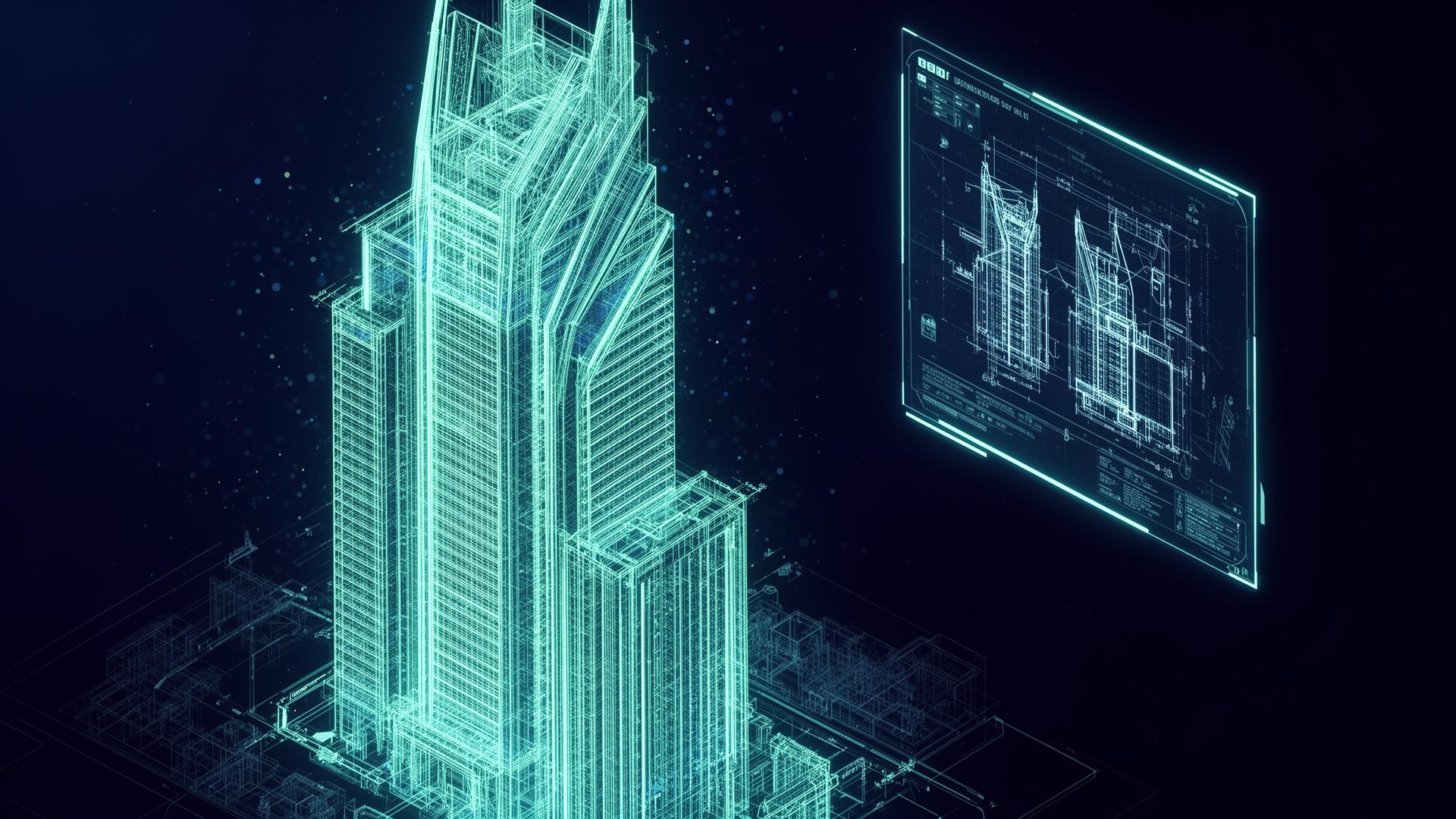 3D wireframe BIM model